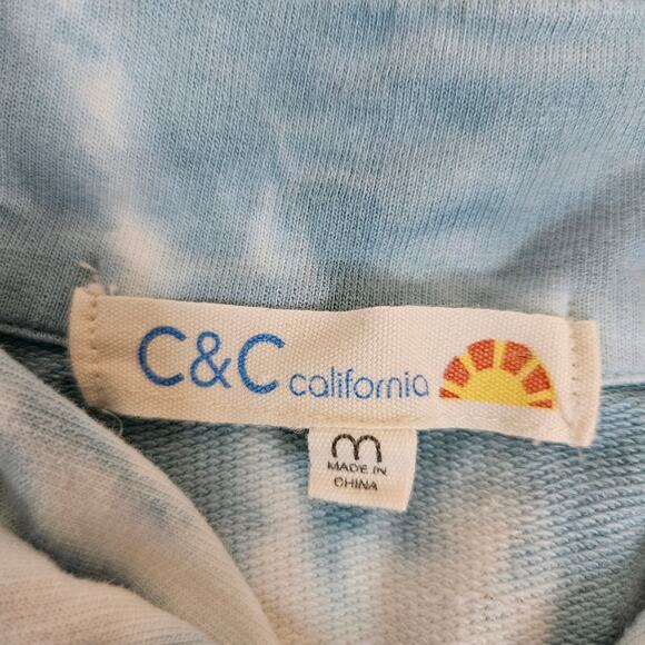 C&C California Womens 1/4 Zip Tie Dye Sweatshirt Beach Fleece 80s 90s Boho Top M - Picture 14 of 16